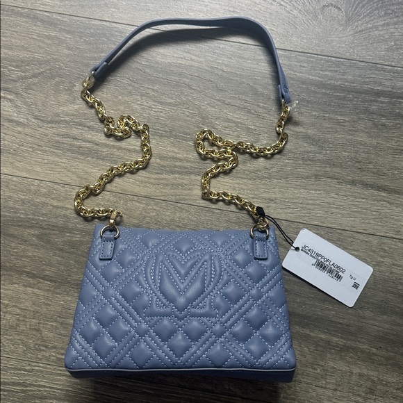 Moschino Quilted Blue Crossbody with Gold Chain - Picture 3 of 4